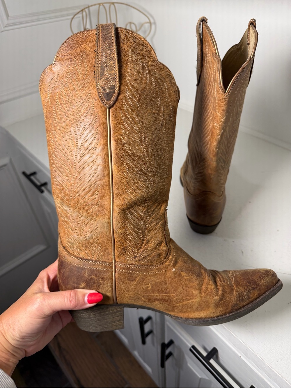 Ariat Cowboy Boots Women's 8B Brown Leather Point Toe Western Cowgirl Boots - Picture 9 of 10
